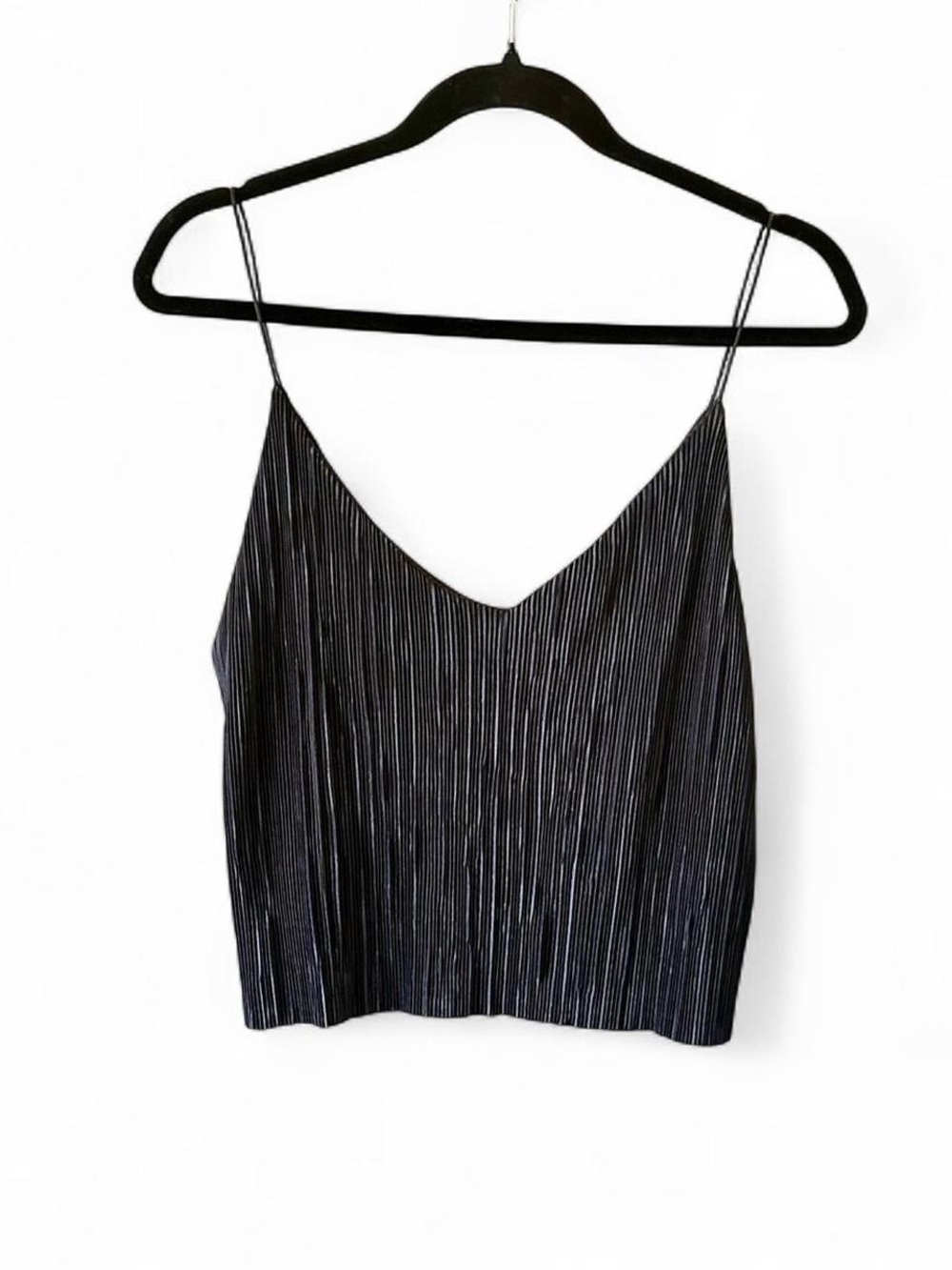 Urban Outfitters Silence + Noise Cropped Black Plisse Tank Top
